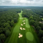 Golf course layout aerial view