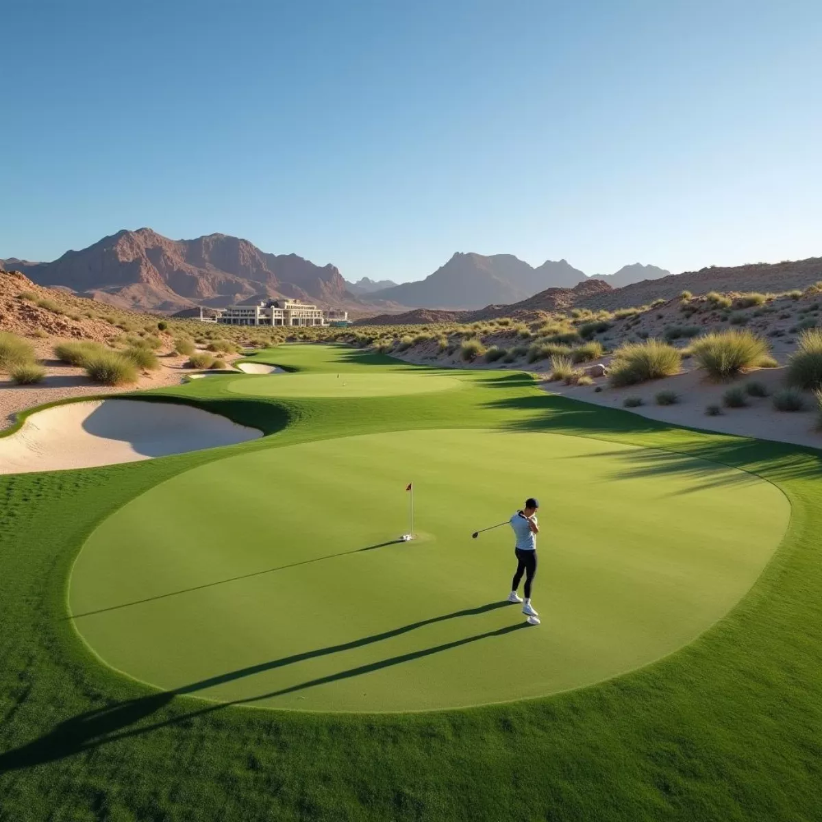 Golf Course With Lush Fairway And Sand Trap