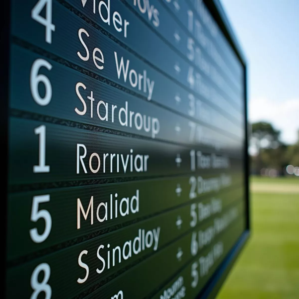 Leaderboard At A Professional Golf Tournament