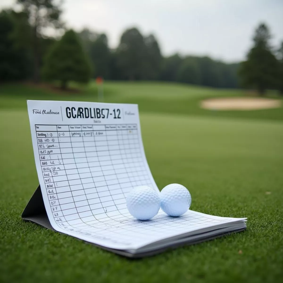 Scorecard And Golf Balls On A Golf Course