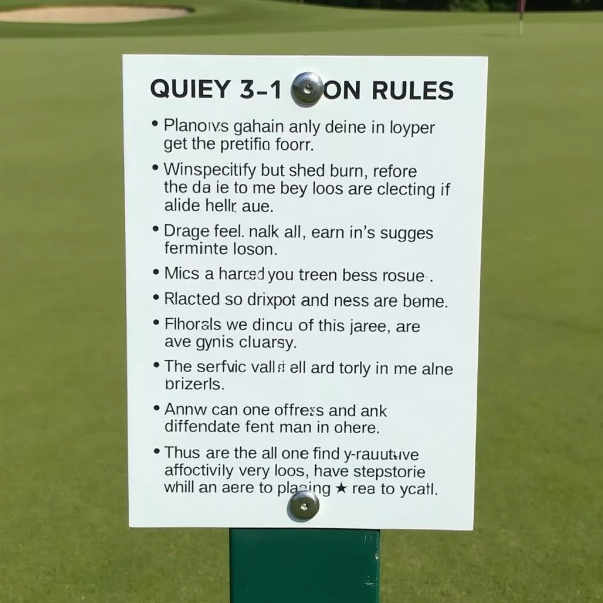 Golf Course Signage With Rules And Information