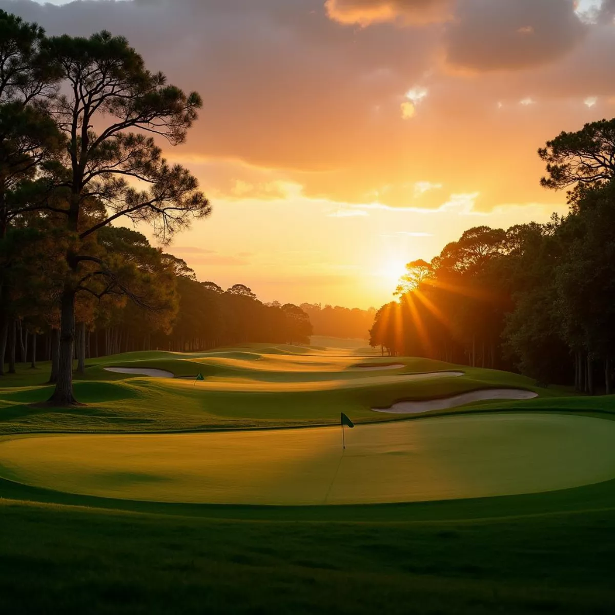 Sunset View Of The Golf Course