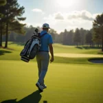 Golfer Walking On Course With Bag