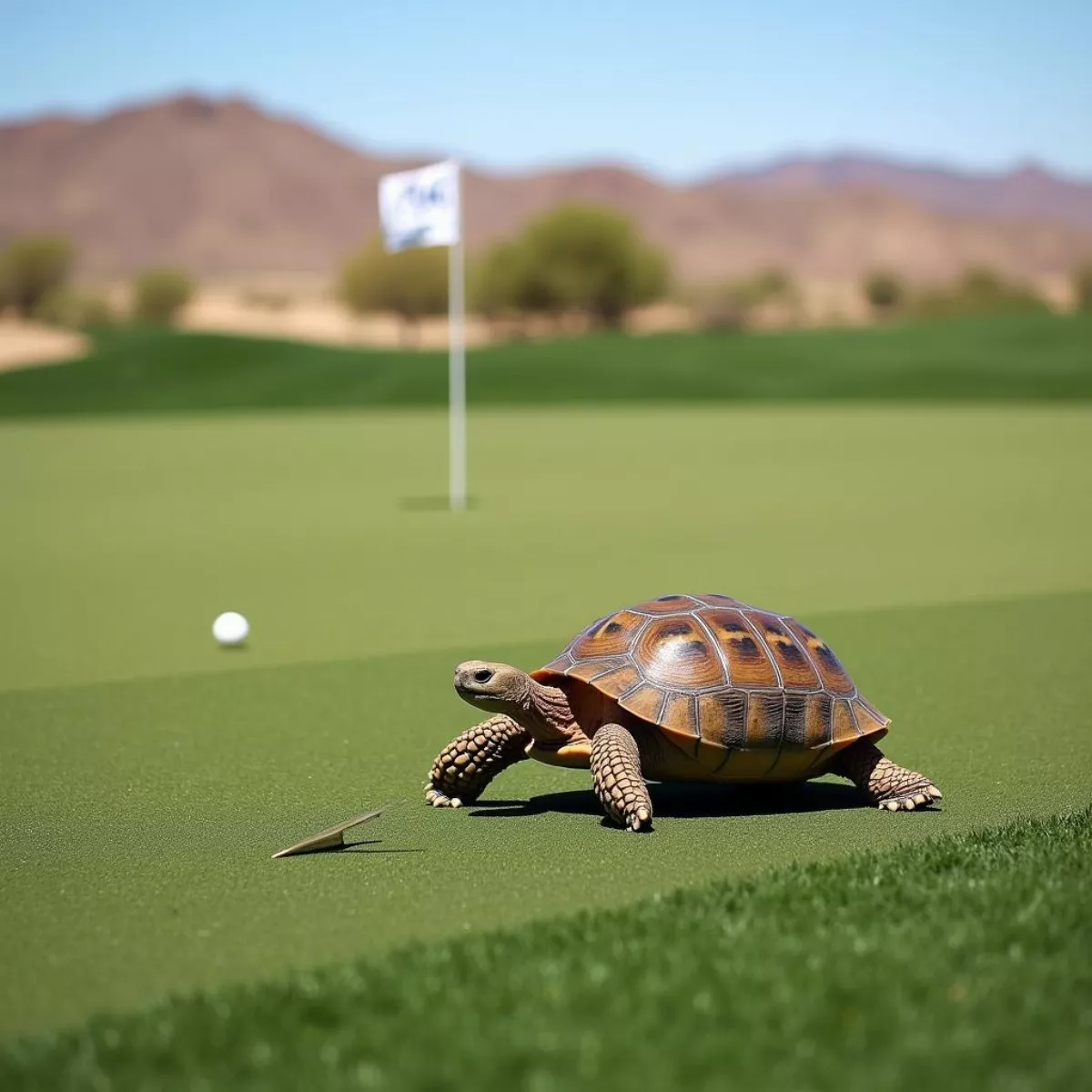 Desert Tortoise On The Golf Course