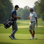 Golfer and Caddy on Golf Course