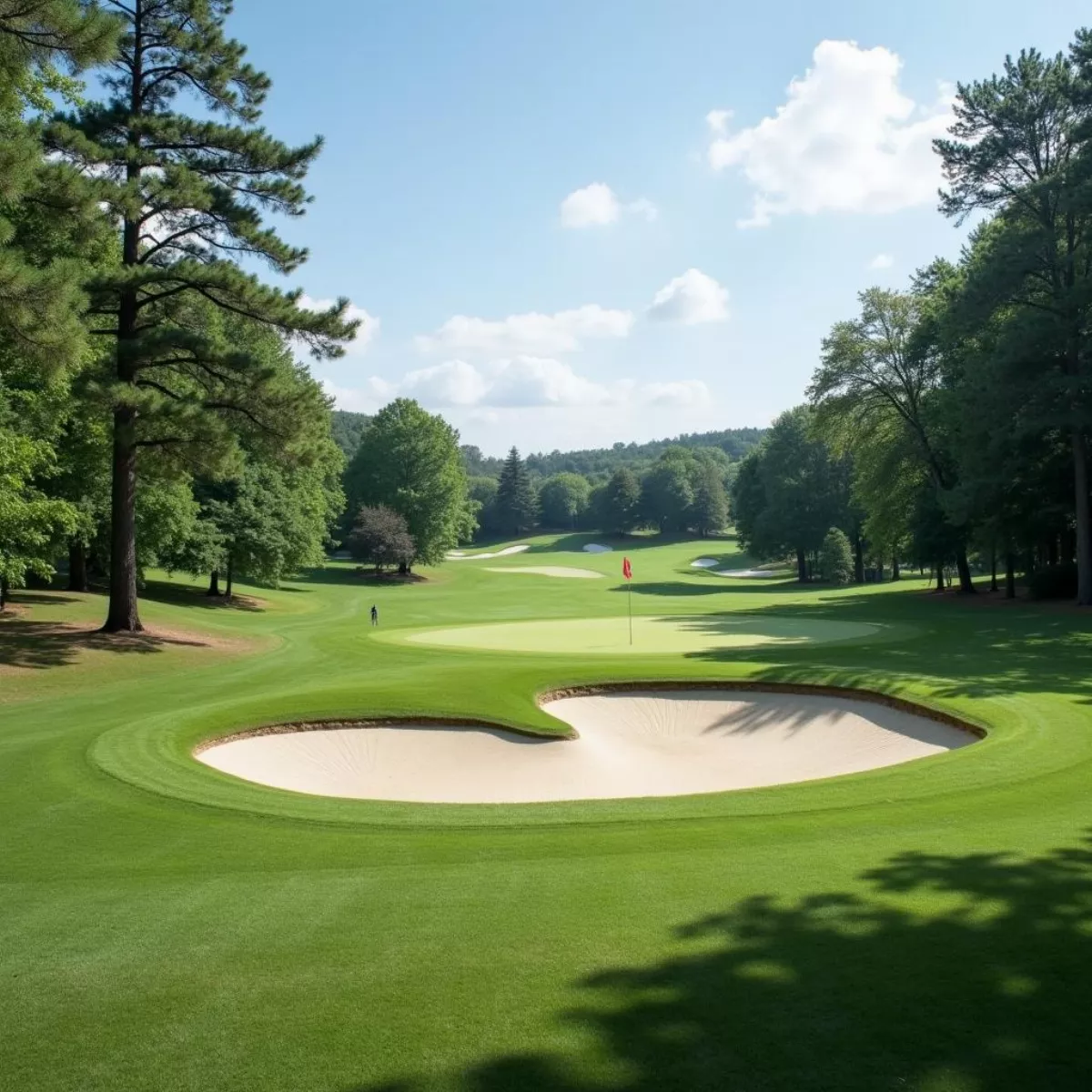 Golf Course With Flag And Sand Trap