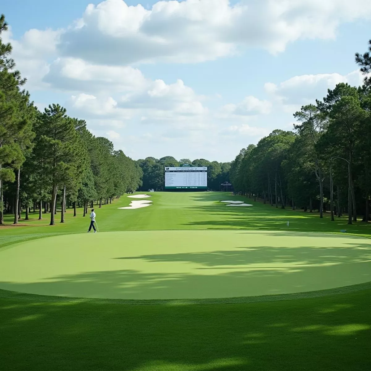 Golf Course With Flags And Scoreboard