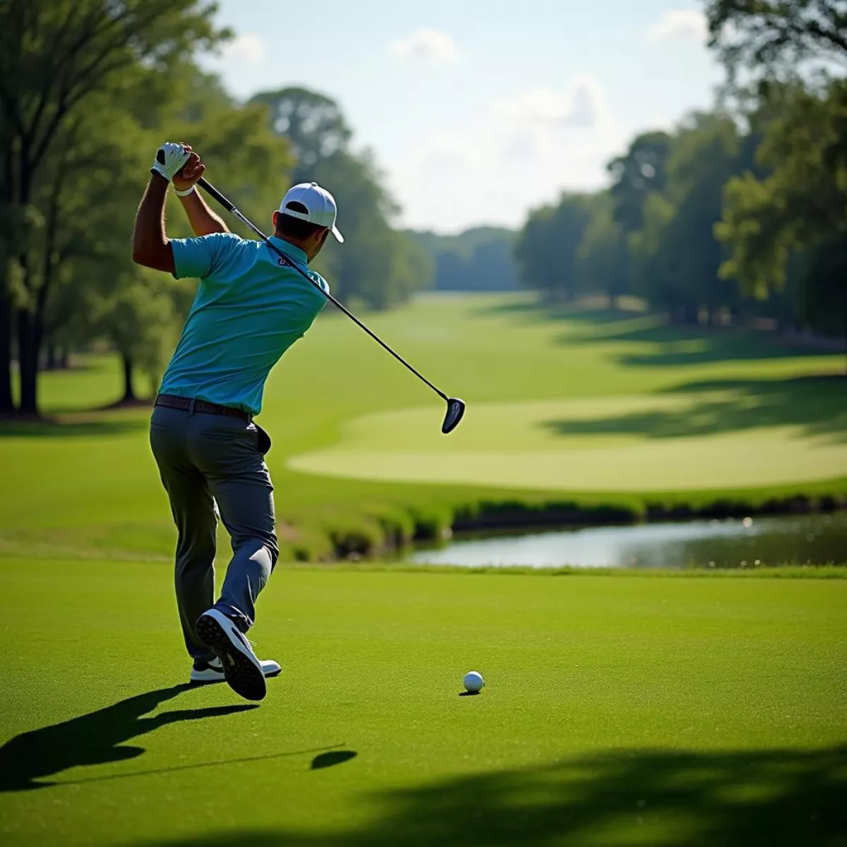 Golfer Taking A Shot With A Pitching Wedge