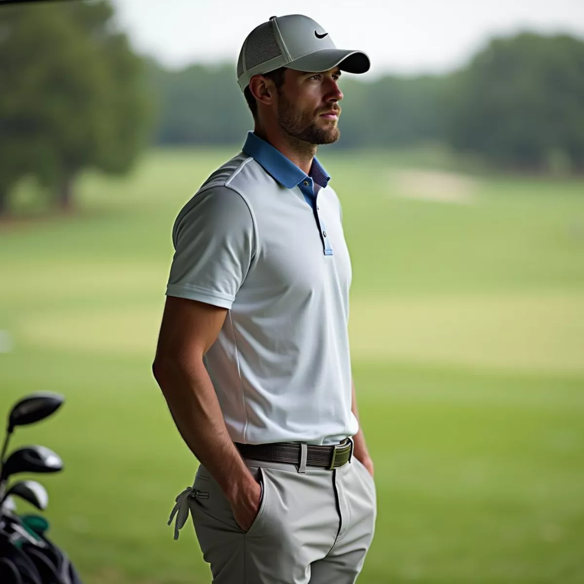 Golfer Wearing Appropriate Attire At The Driving Range