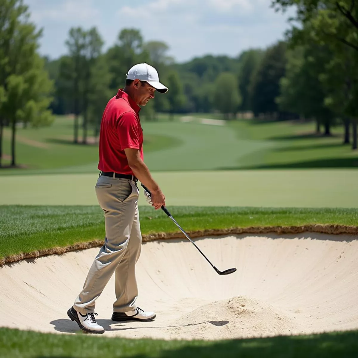 Golfer Practicing Bunker Shot