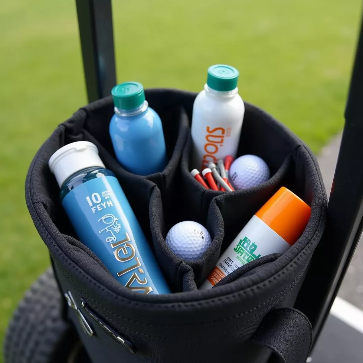 Golf Bag And Essentials On A Golf Cart At Apache Wells Golf Club