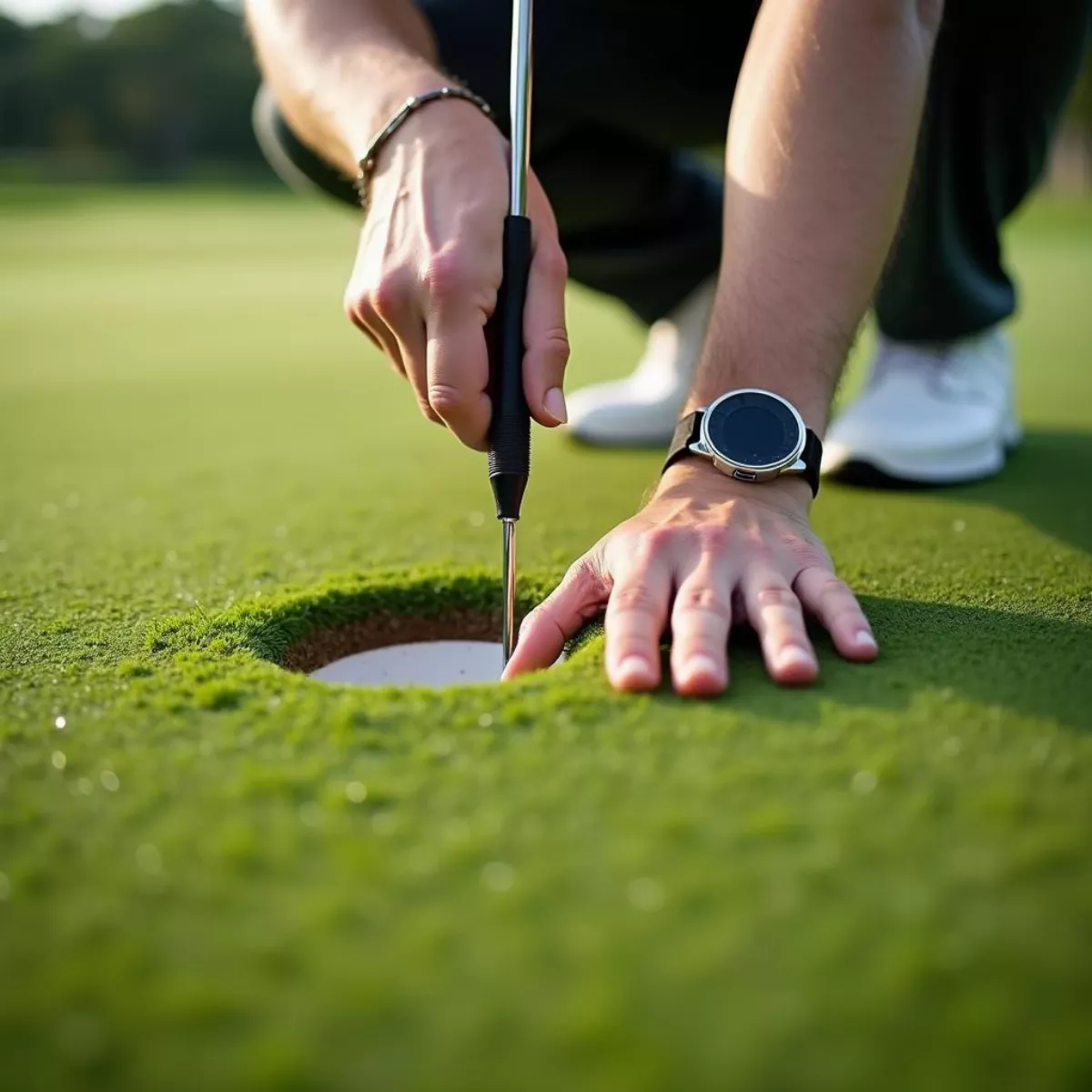 Golfer Repairing Divots