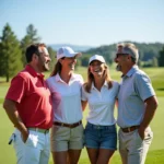 Group Of Friends Laughing On Golf Course