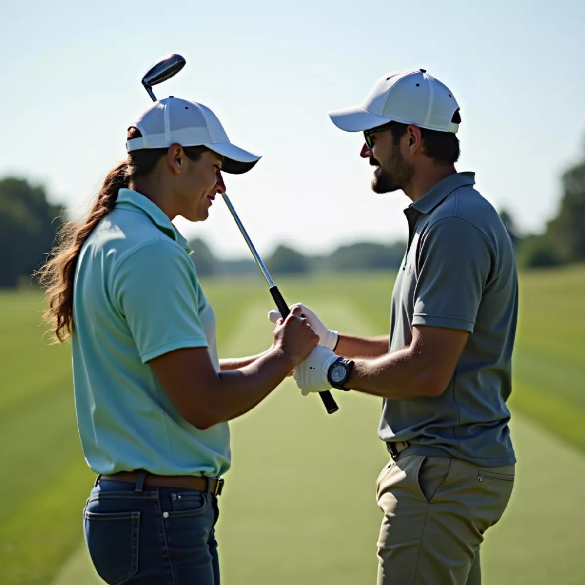 Golf Instructor Teaching Student