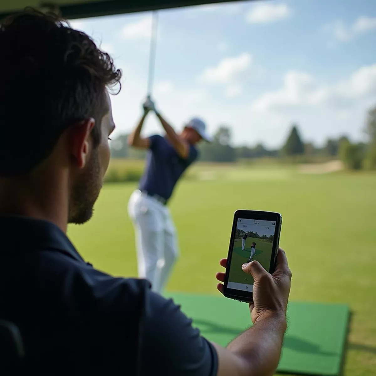 Golfer Using A Launch Monitor