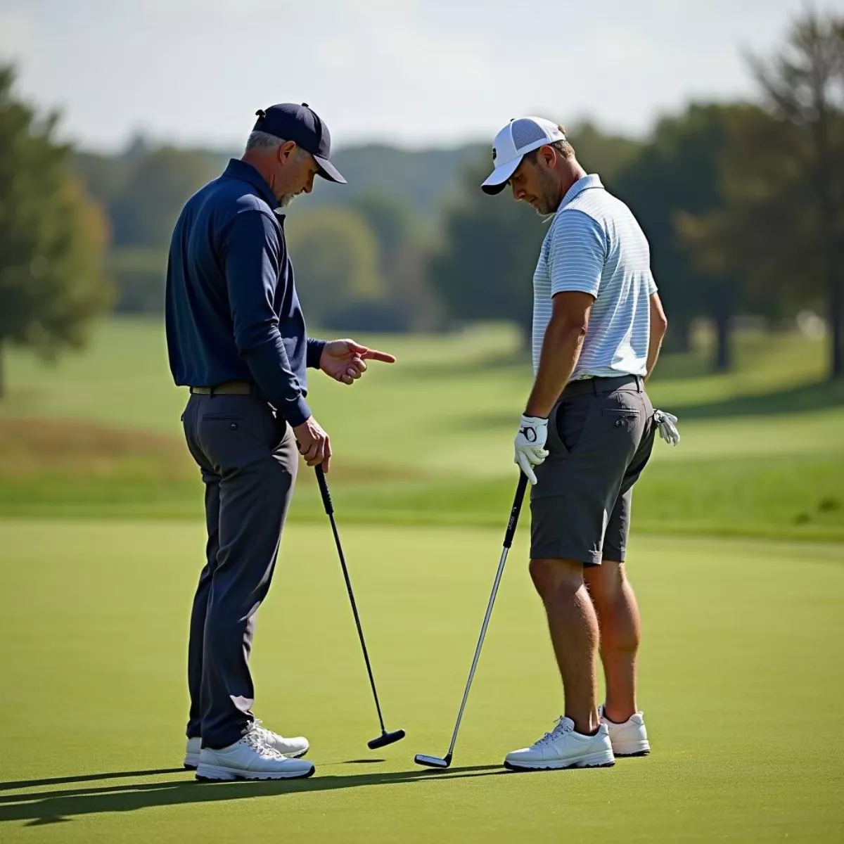 Golfer Receiving Instruction From A Coach