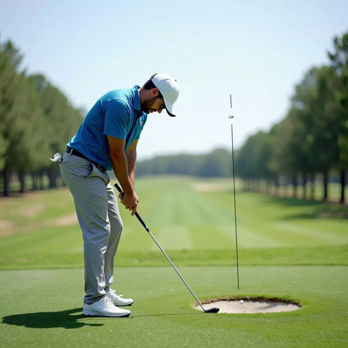 Golfer Practicing Divot Drills