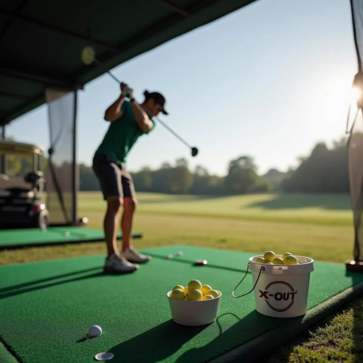 Golfer Practicing With X-Out Golf Balls