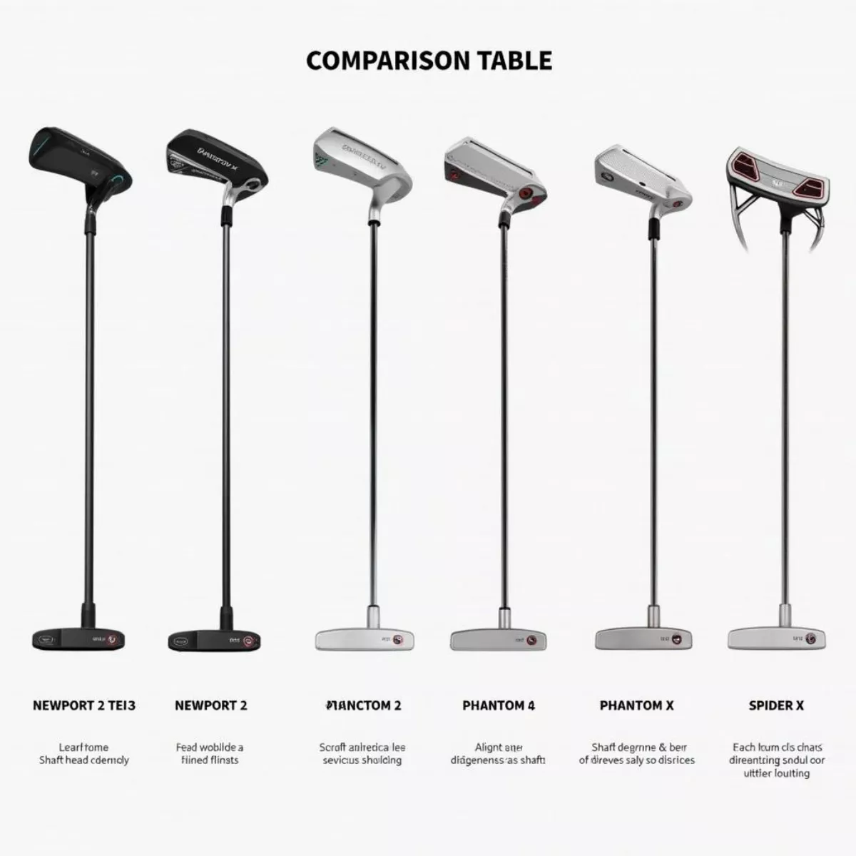 Golf Putter Comparison Chart