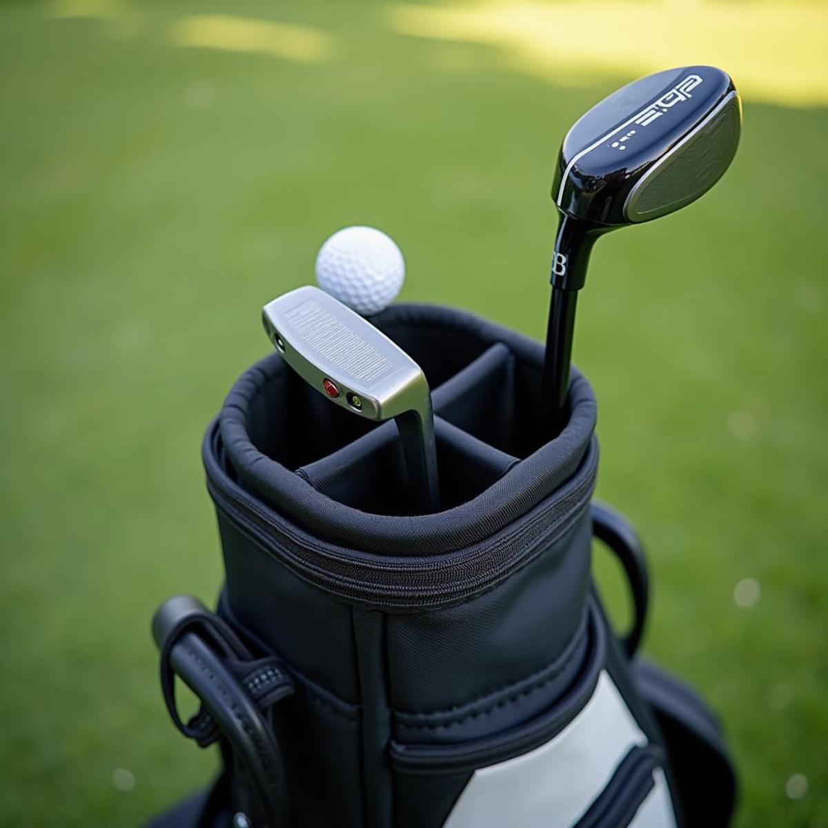 Putter Placed In A Dedicated Compartment In A Golf Bag