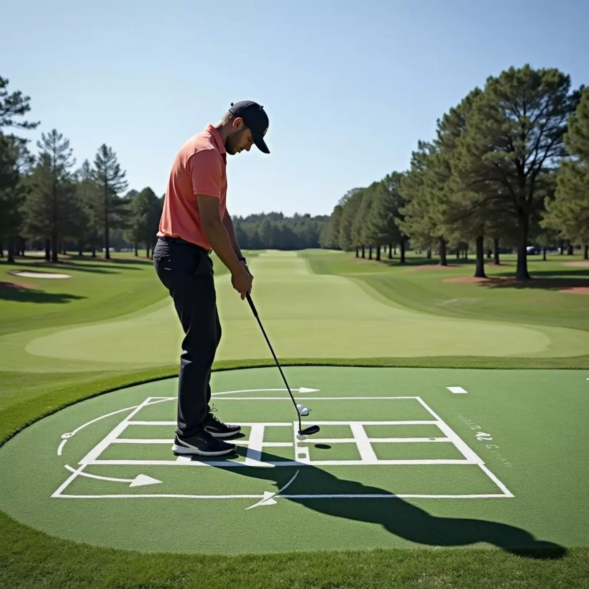 Golfer Practicing Putting Drills