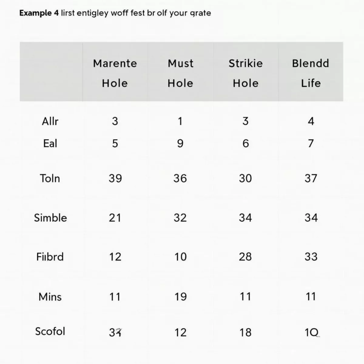 Example Of A Golf Scorecard