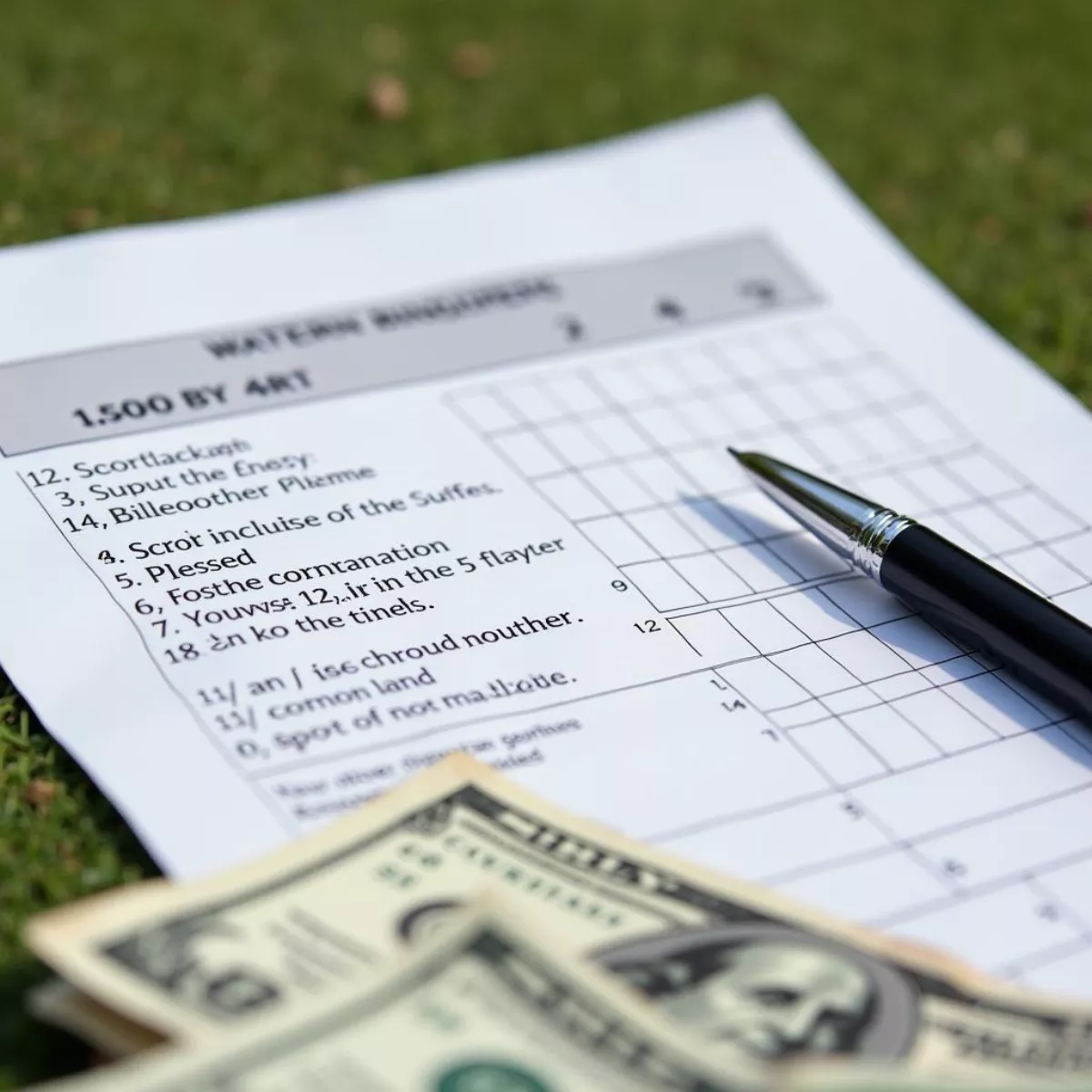 Golf Scorecard With Bet