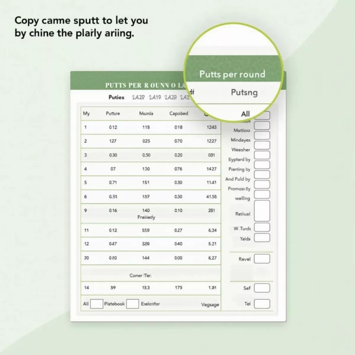 Golf Scorecard With Putting Statistics Highlighted