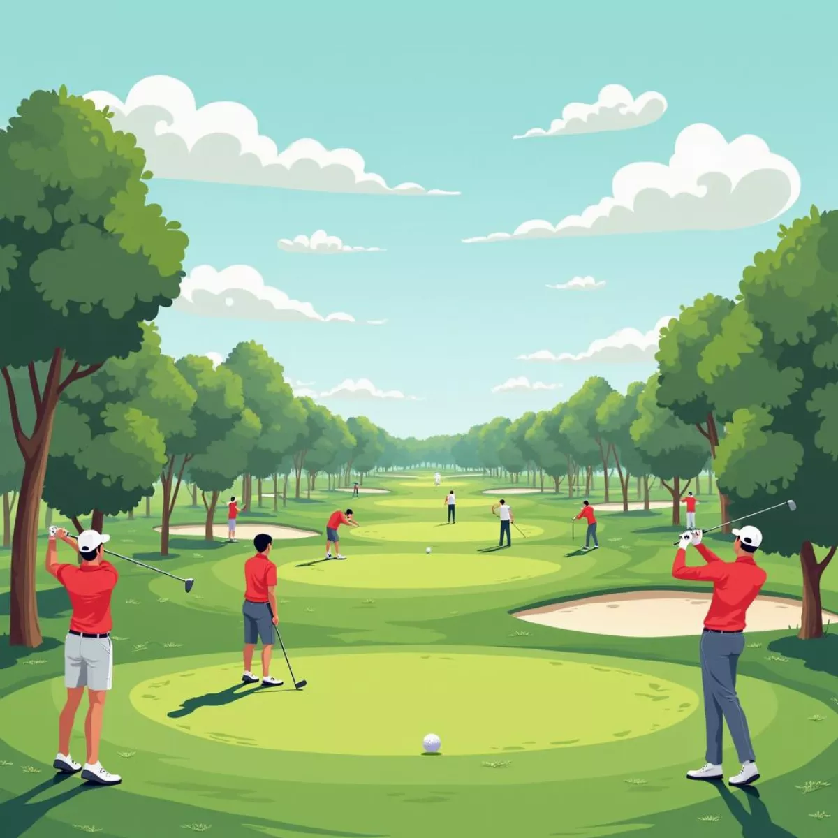 Golf Shotgun Start Illustration