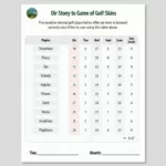 Golf Skins Scorecard