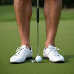 Golfer stance and ball position