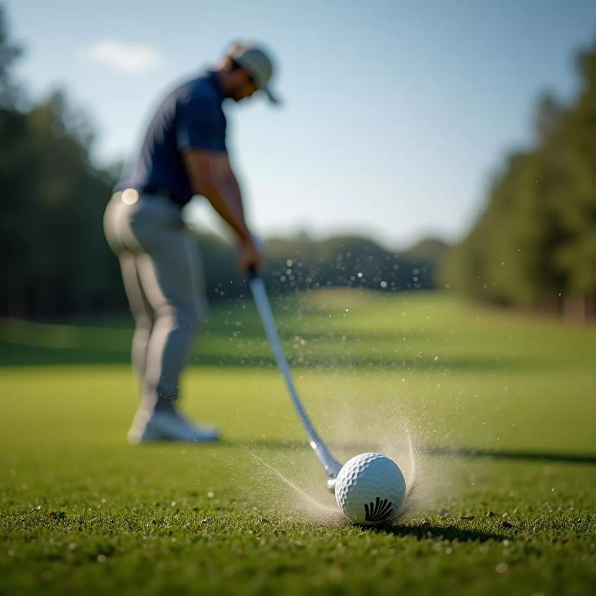 Golfer Hitting A Ball With A Golf Club