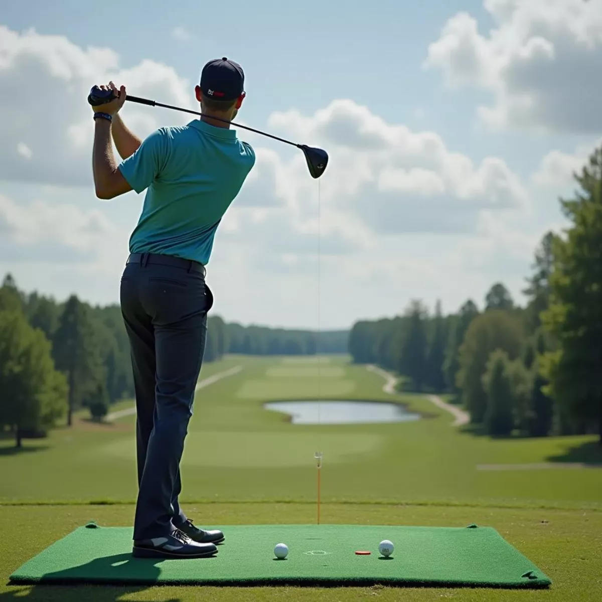 Golfer Using A Swing Speed Radar On The Driving Range