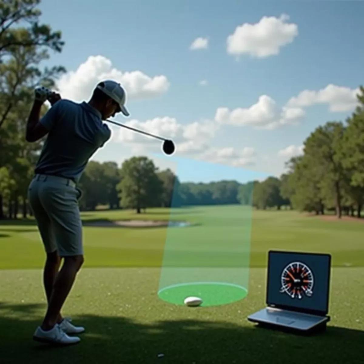 Golfer Using A Swing Speed Radar