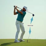 Golfer demonstrating proper weight transfer during a swing