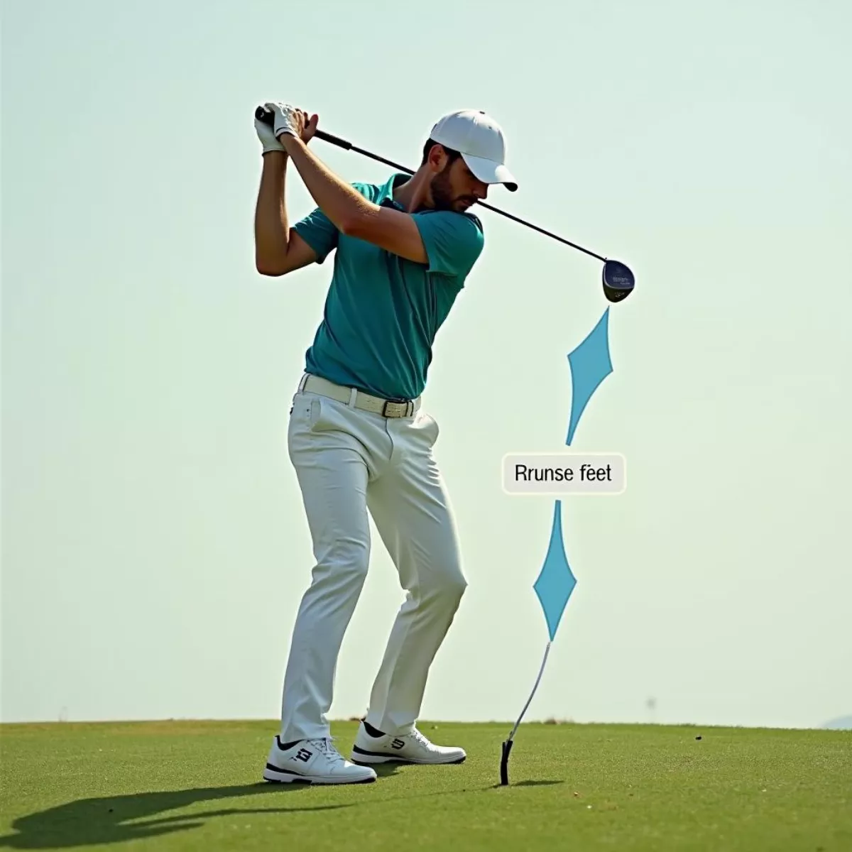 Golfer Demonstrating Proper Weight Transfer During A Swing