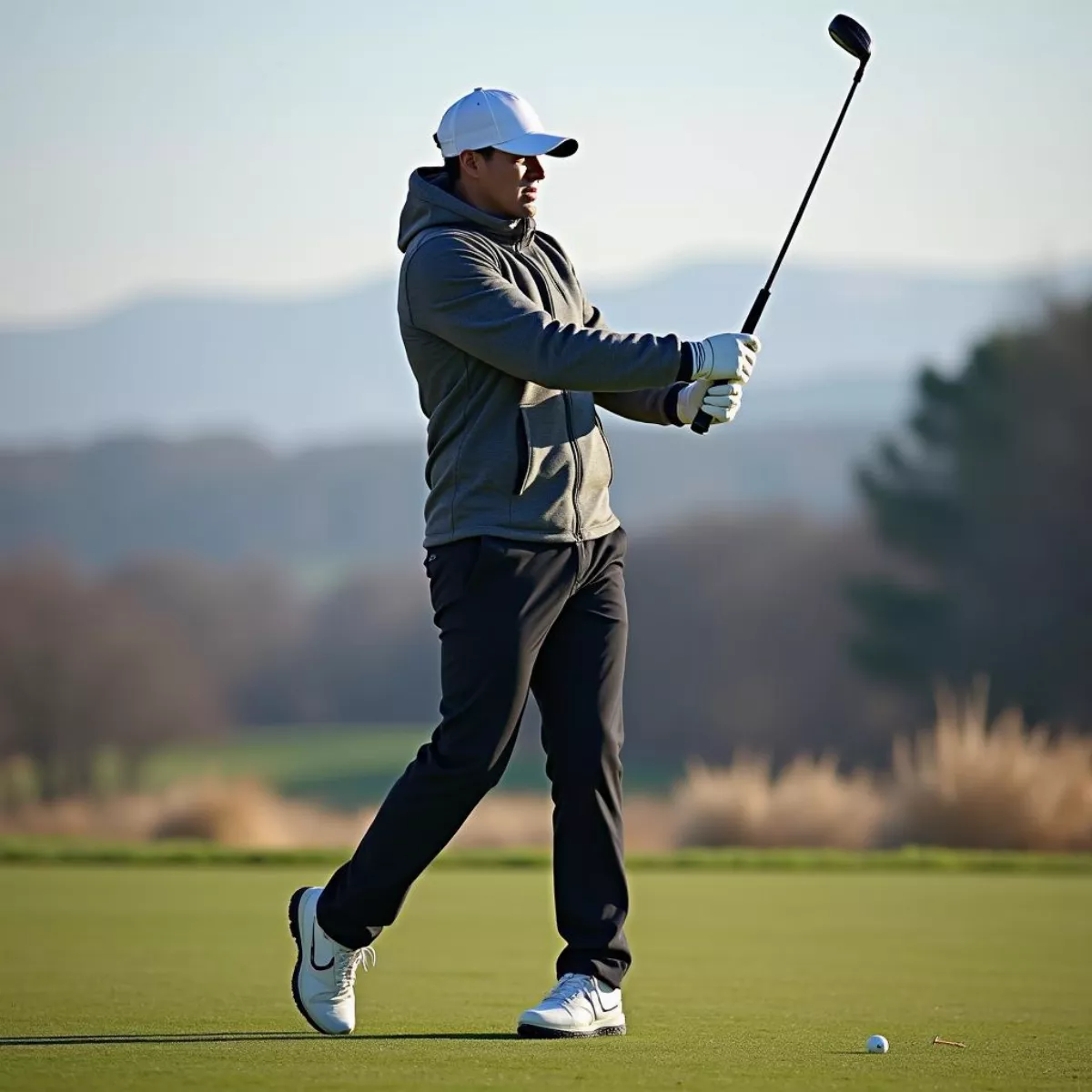 Golf Swing In Winter Clothing