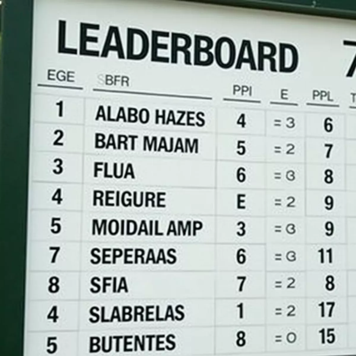 Golf Tournament Leaderboard