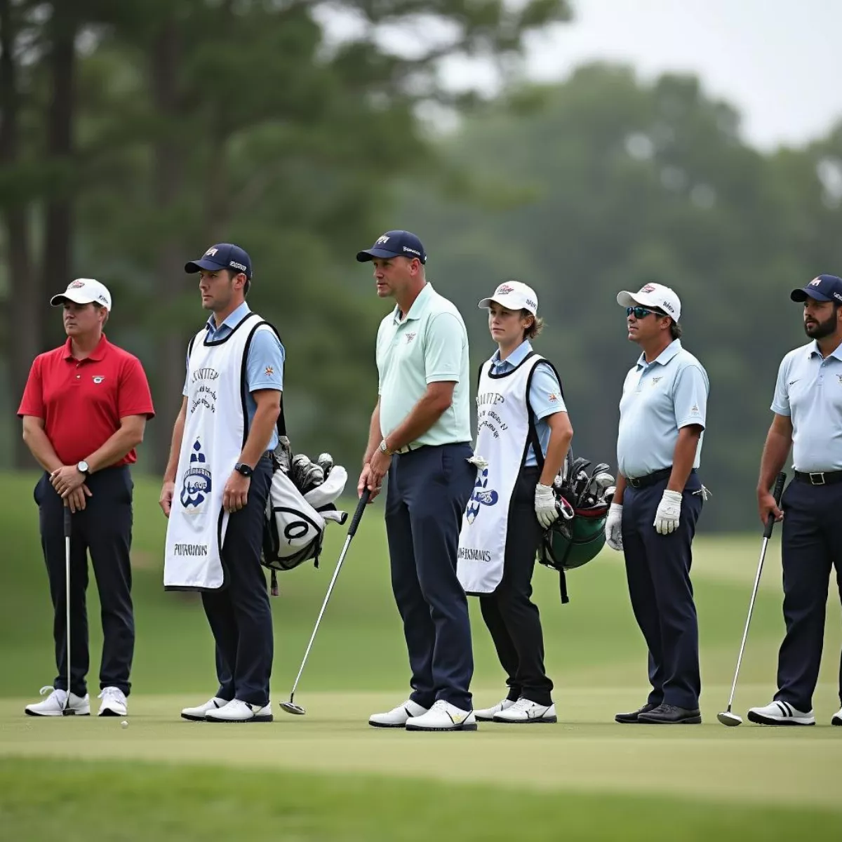 Golf Tournament Players And Caddies