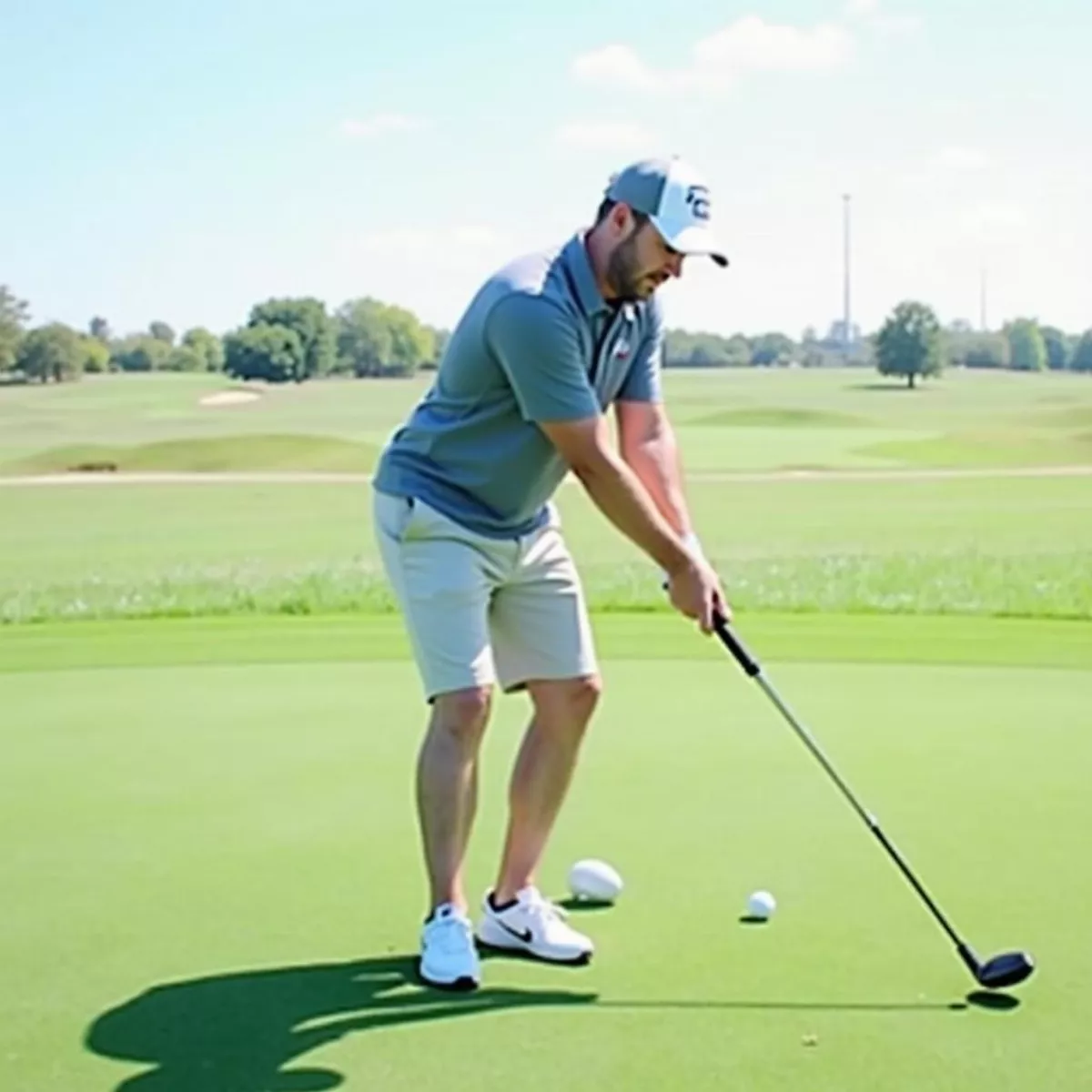 Golfer Addressing The Ball