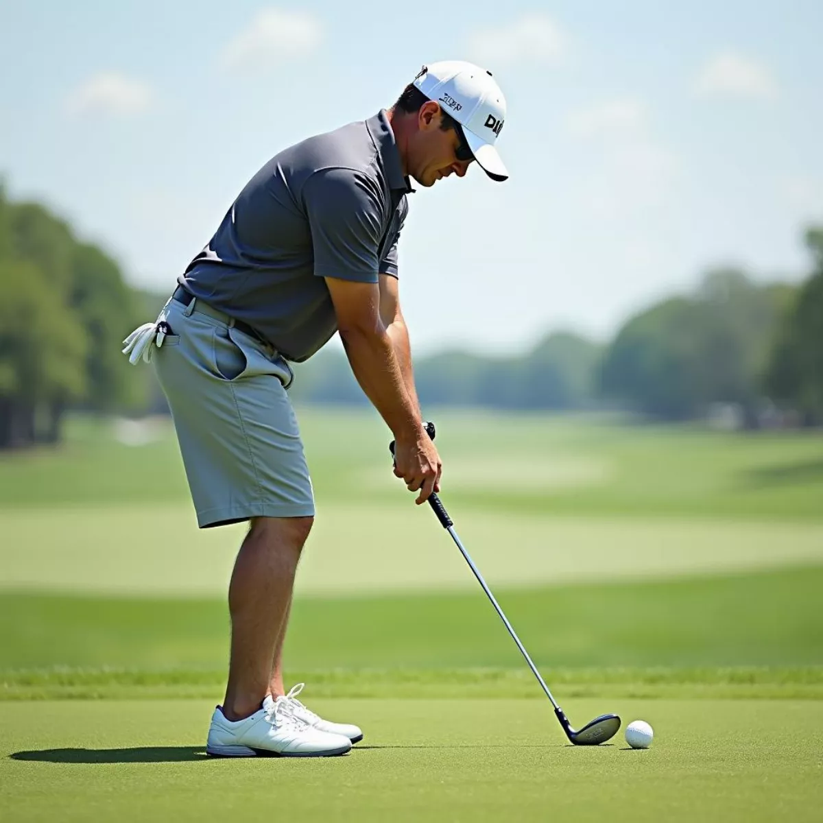 Golfer Addressing The Ball For A Pitch Shot