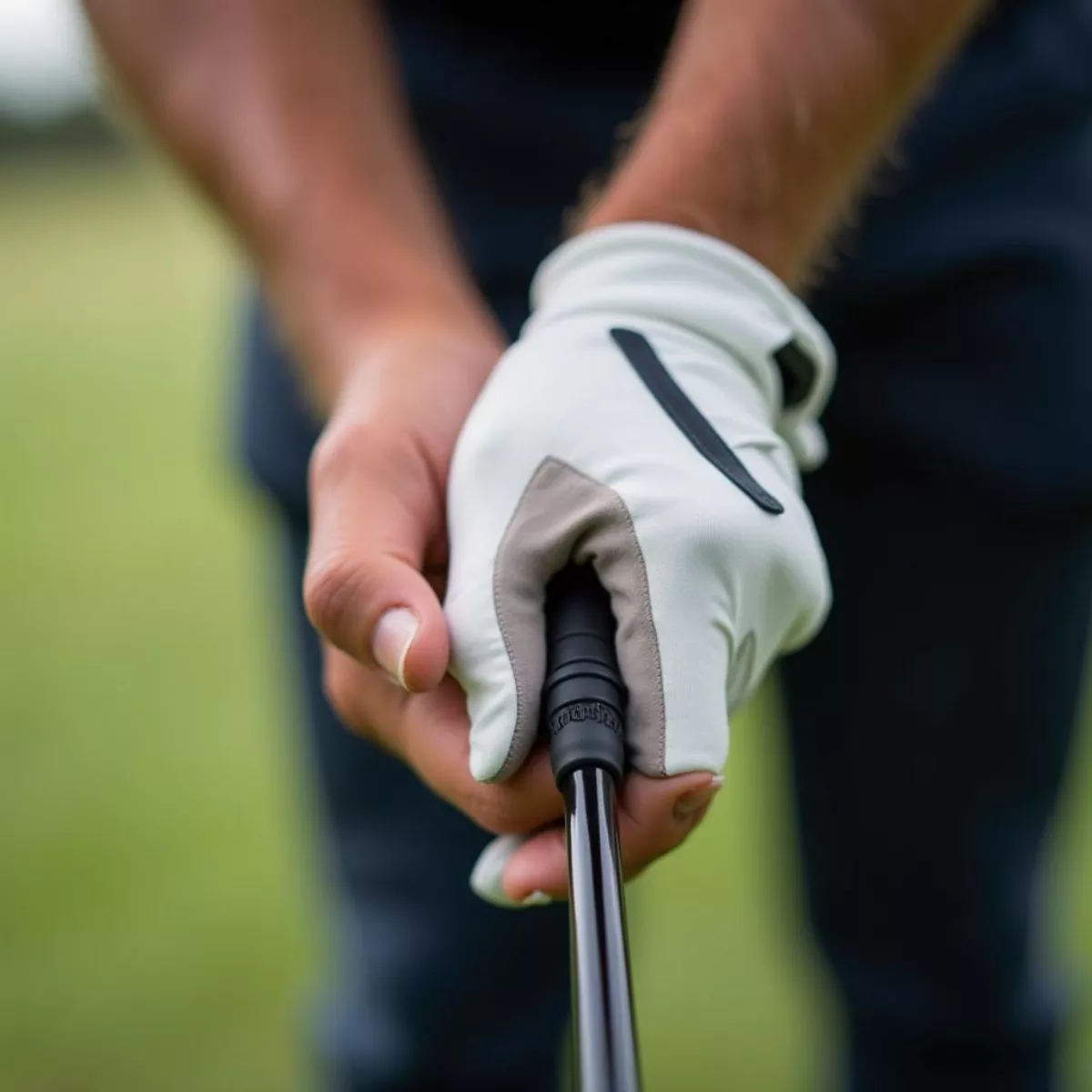 Golfer Adjusting Grip For Better Control