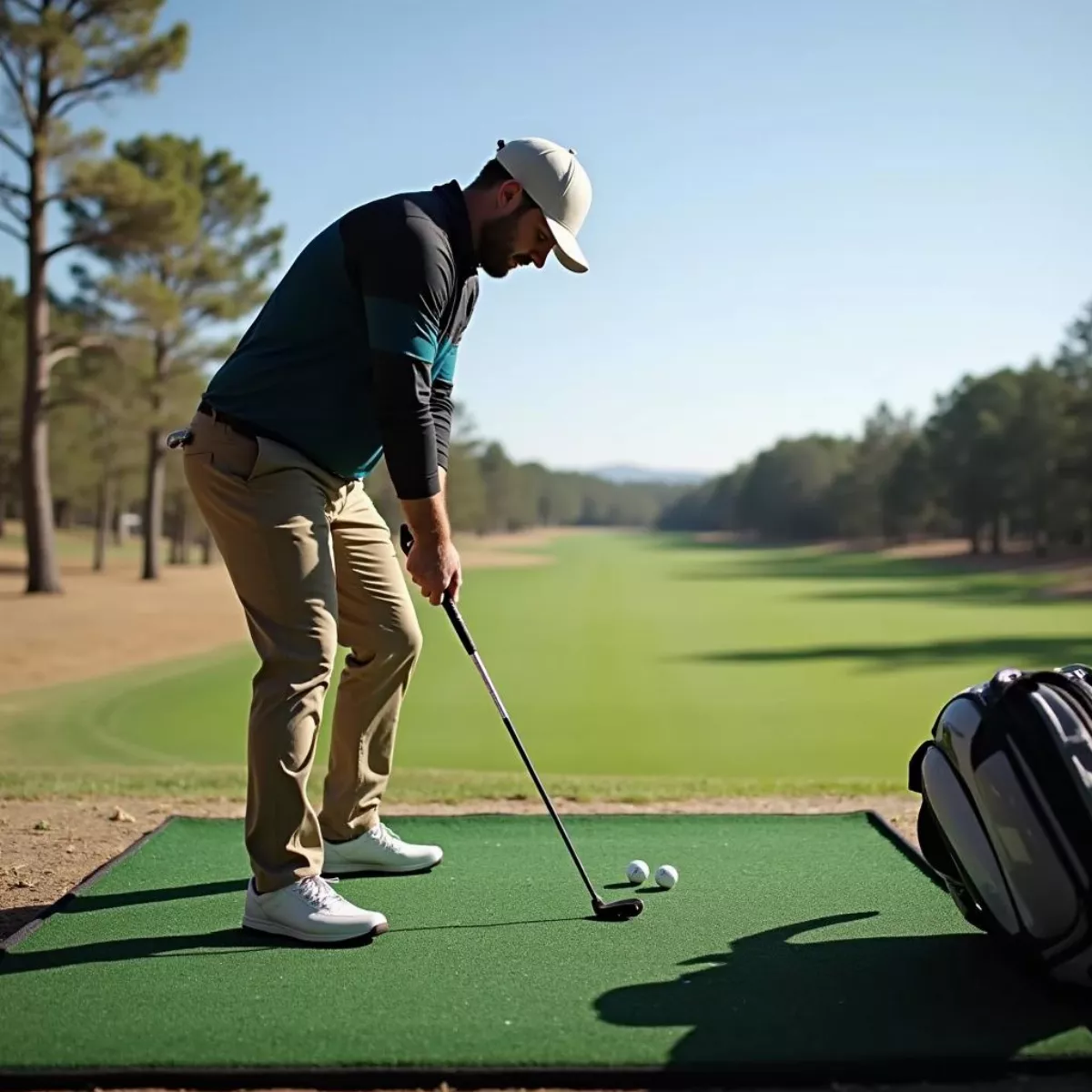 Golfer Experimenting With Tee Heights