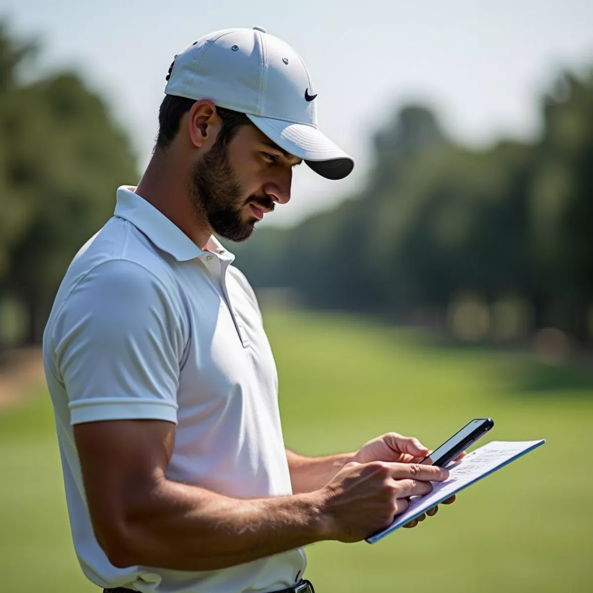 Golfer Analyzing Performance