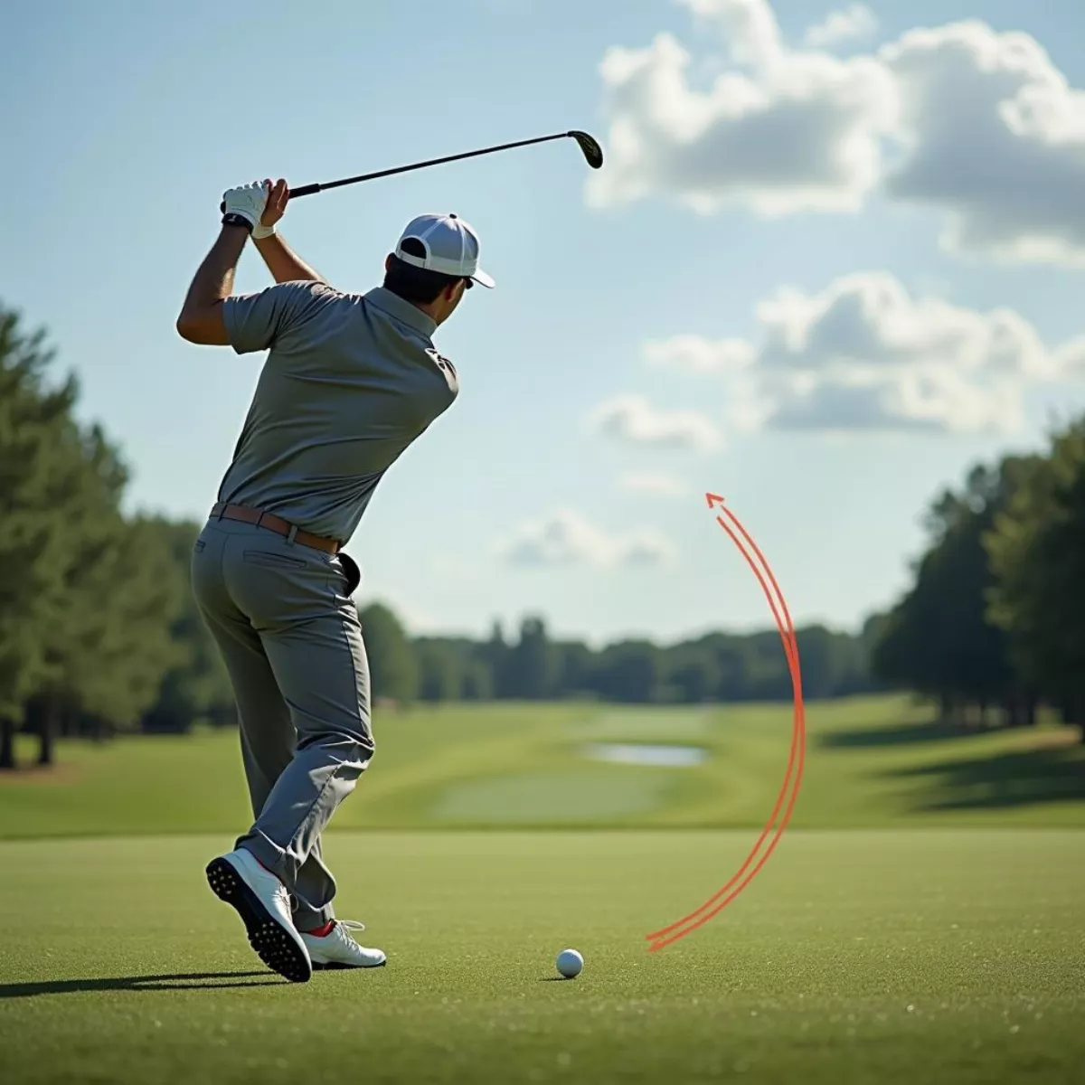 Golfer Analyzing Golf Ball Flight