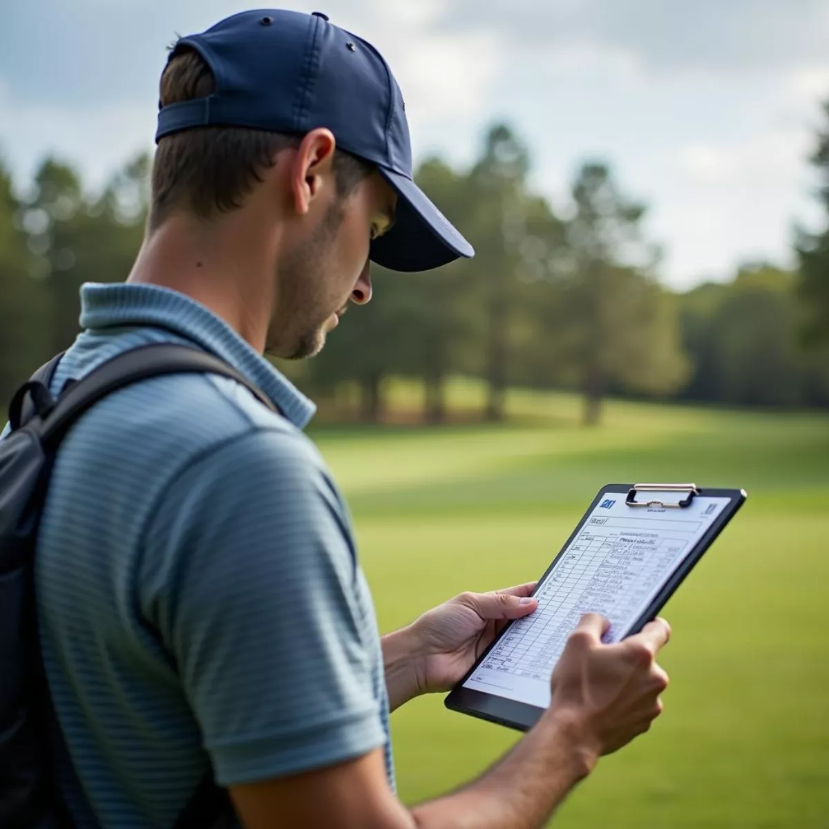 Golfer Analyzing Performance