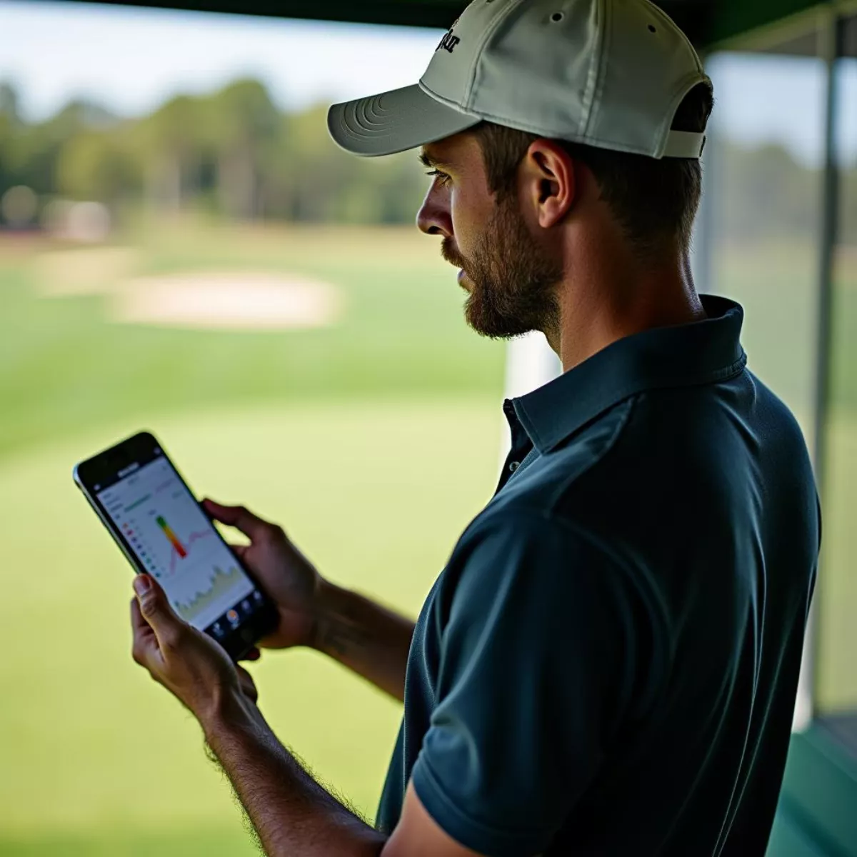 Golfer Reviewing Performance Data