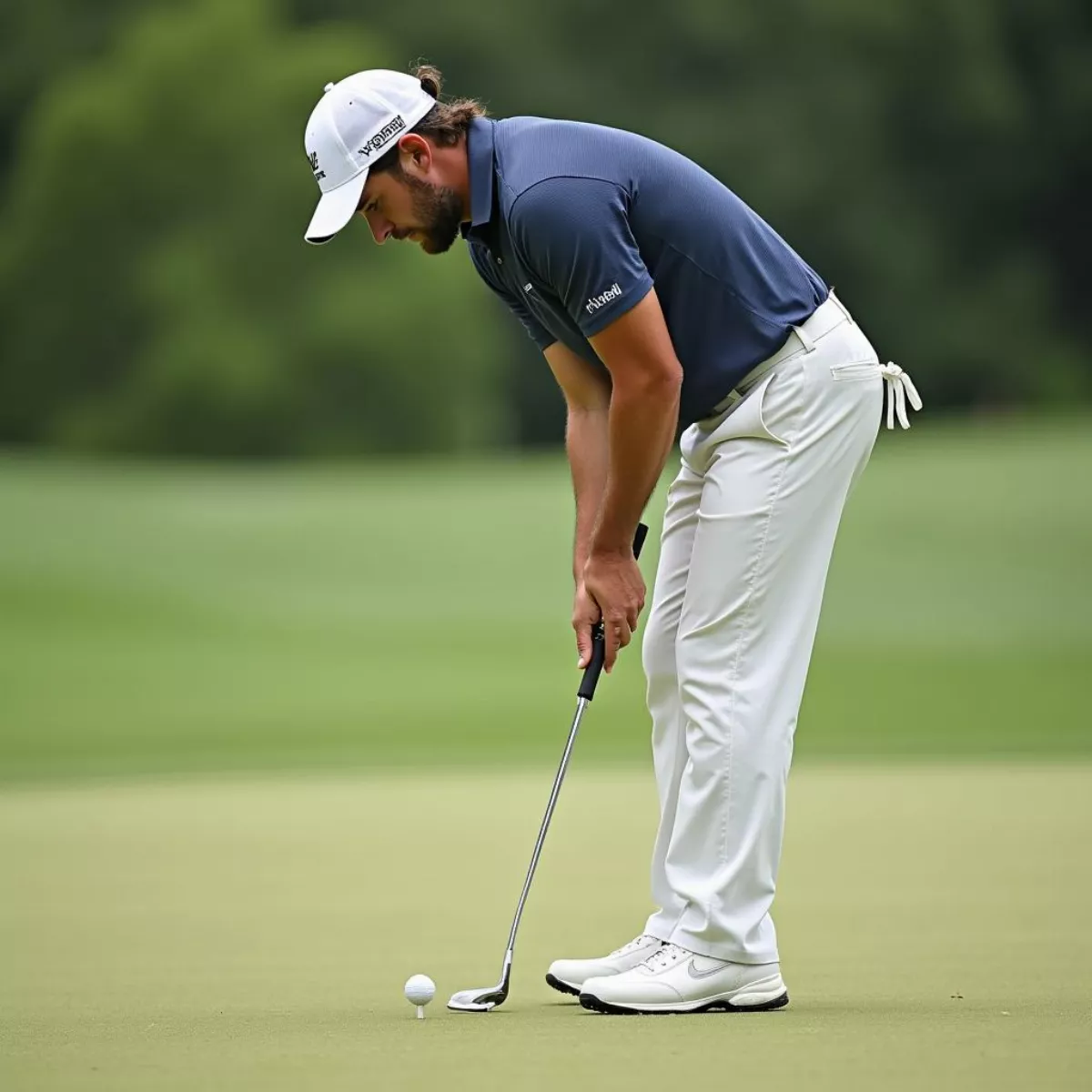 Golfer Analyzing Putting Green