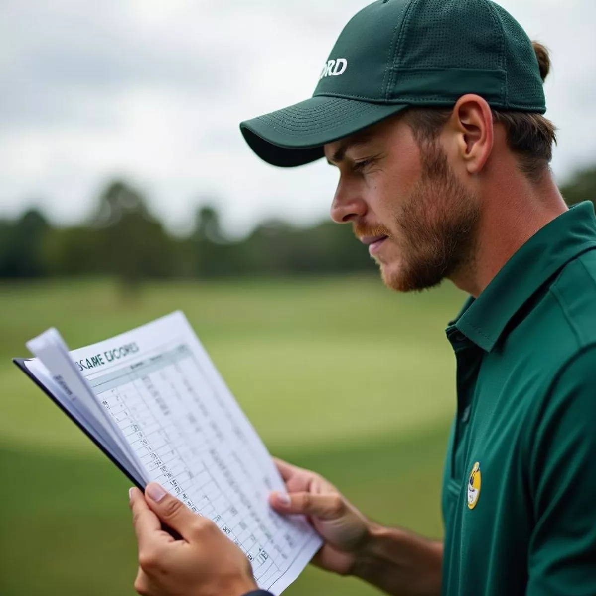 Golfer Analyzing Scorecard