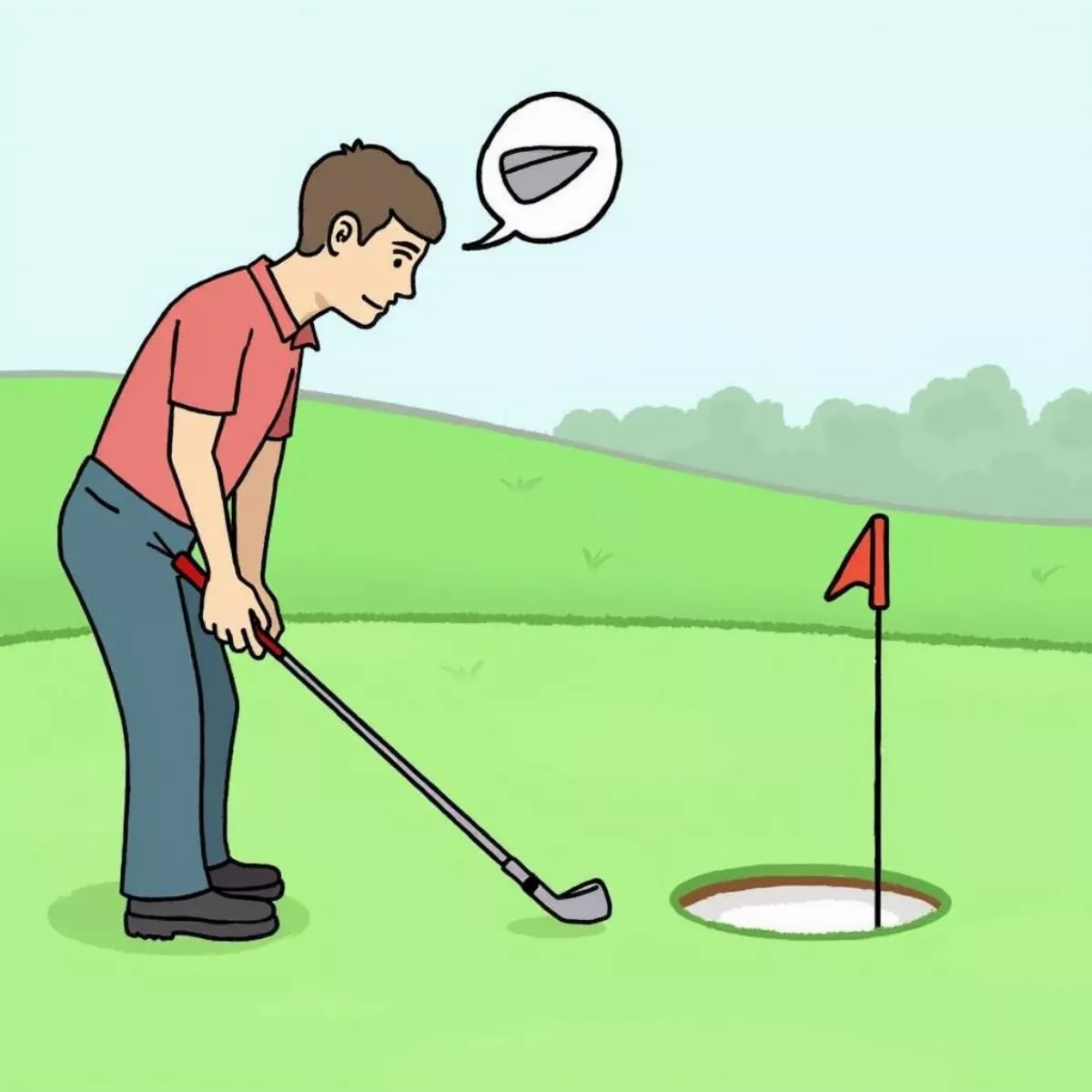 Golfer analyzing shot distance with 58 degree wedge